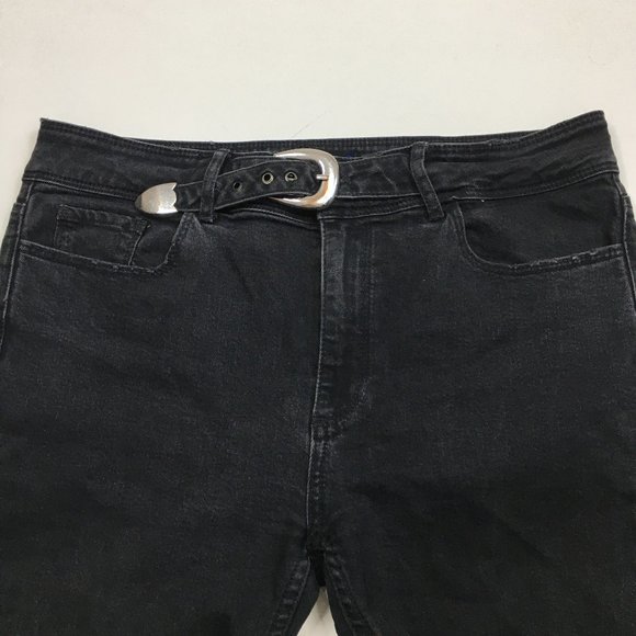 PAIGE Premium Denim Riot Wash Hoxton Ankle Peg Belted Raw Edge Hem Jeans - Picture 5 of 15